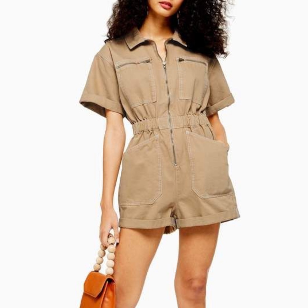 NWOT TOPSHOP Zip Detail Playsuit